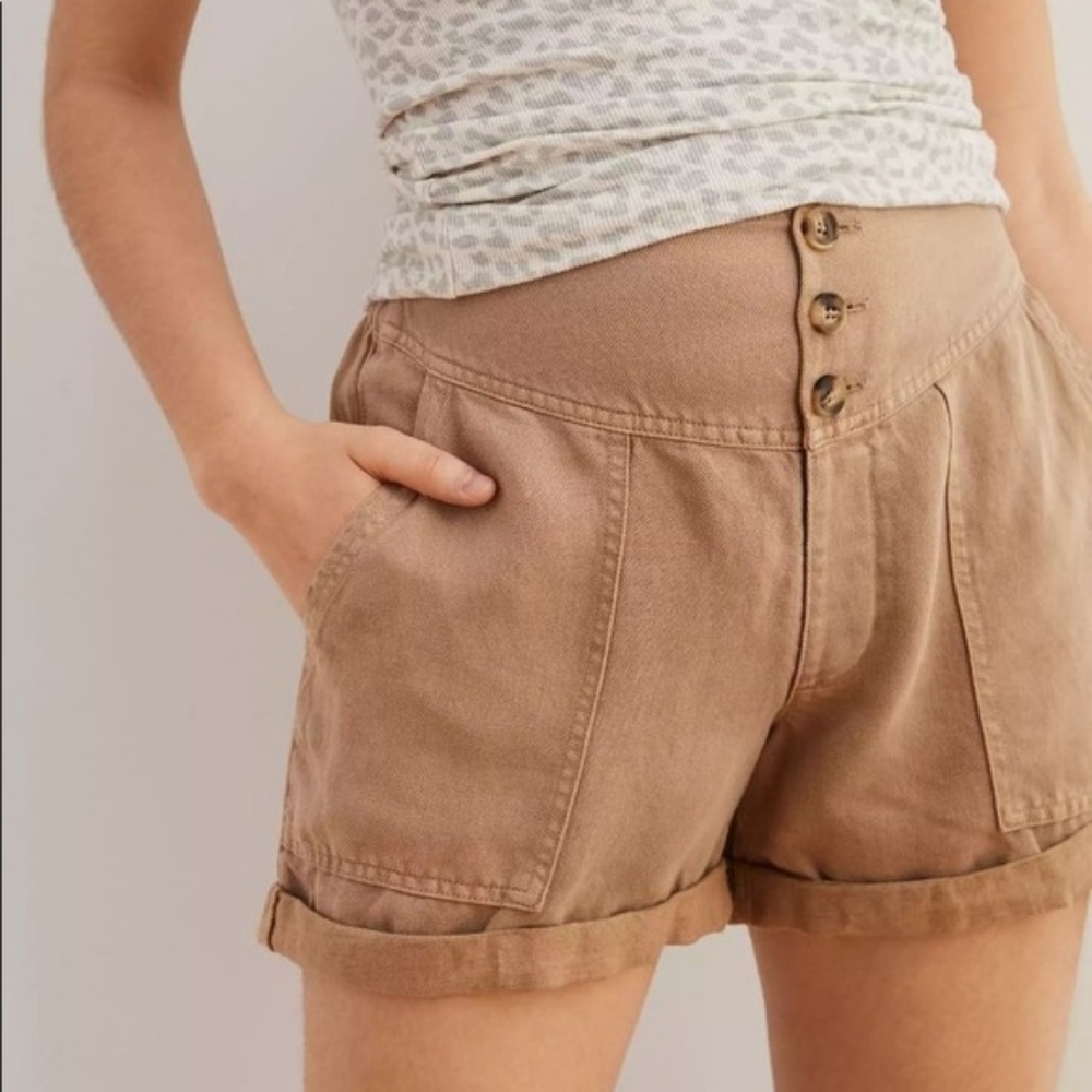 Aerie twill button fly v-waist shorts
